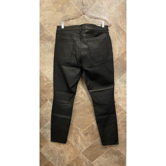 Ann Taylor Pants Women's 14 Black Cotton Blend Stretch Faux Leather Style - Picture 3 of 10